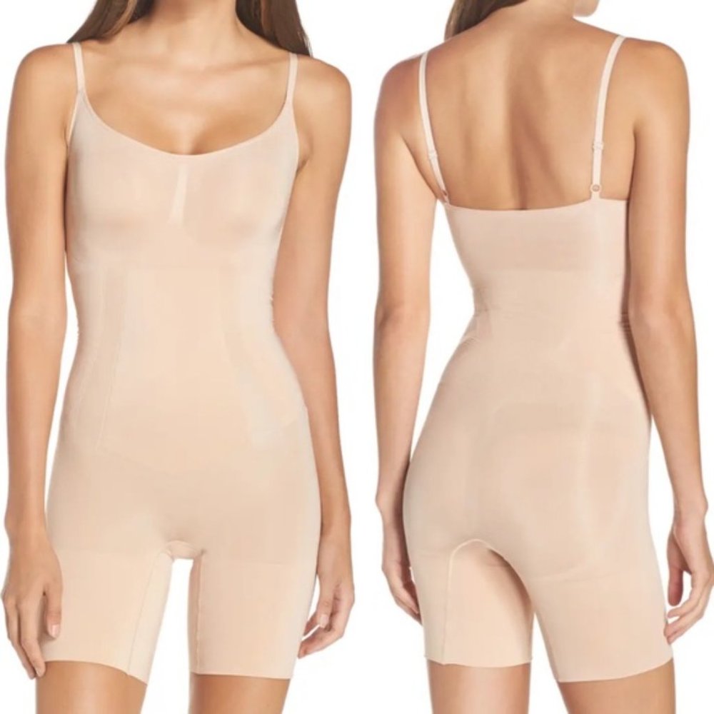 Spanx Women's Beige Oncore Scoop Neck Mid-Thigh